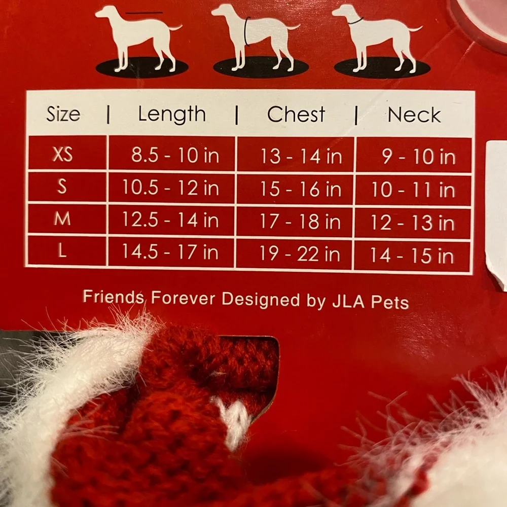 Friends Forever Red And White Striped‎ Hooded Dog Sweater Size Extra Small